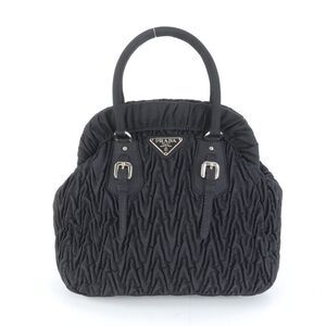 Prada Leather Nylon Triangle Logo Handbag Tote Black Women's EWM Dh21-4